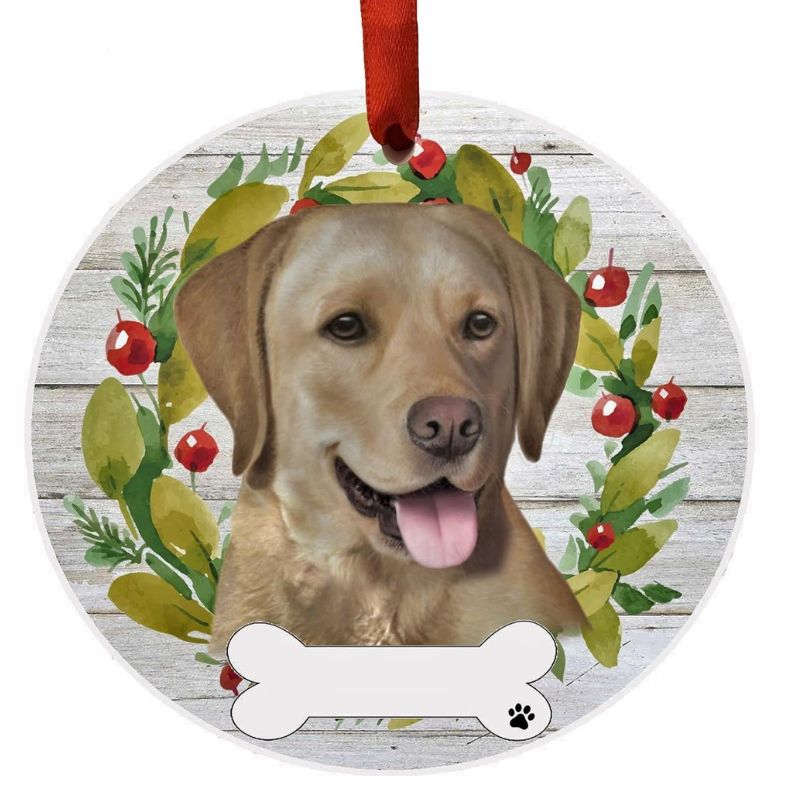 Labrador Yellow Wreath Ornament